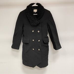 3.1 PHILLIP LIM REAL FUR BLACK PEA COAT SZ 2
